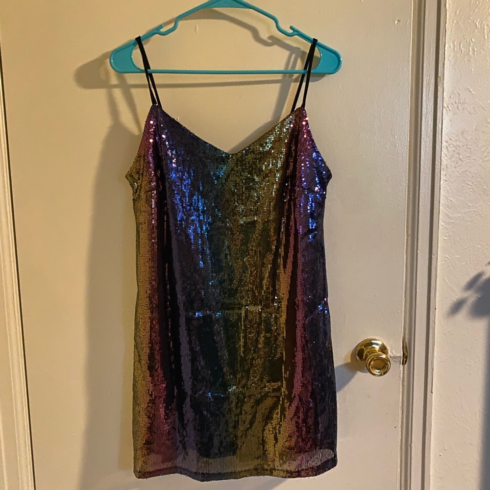 NWT Rainbow sequin mini dress or tank top